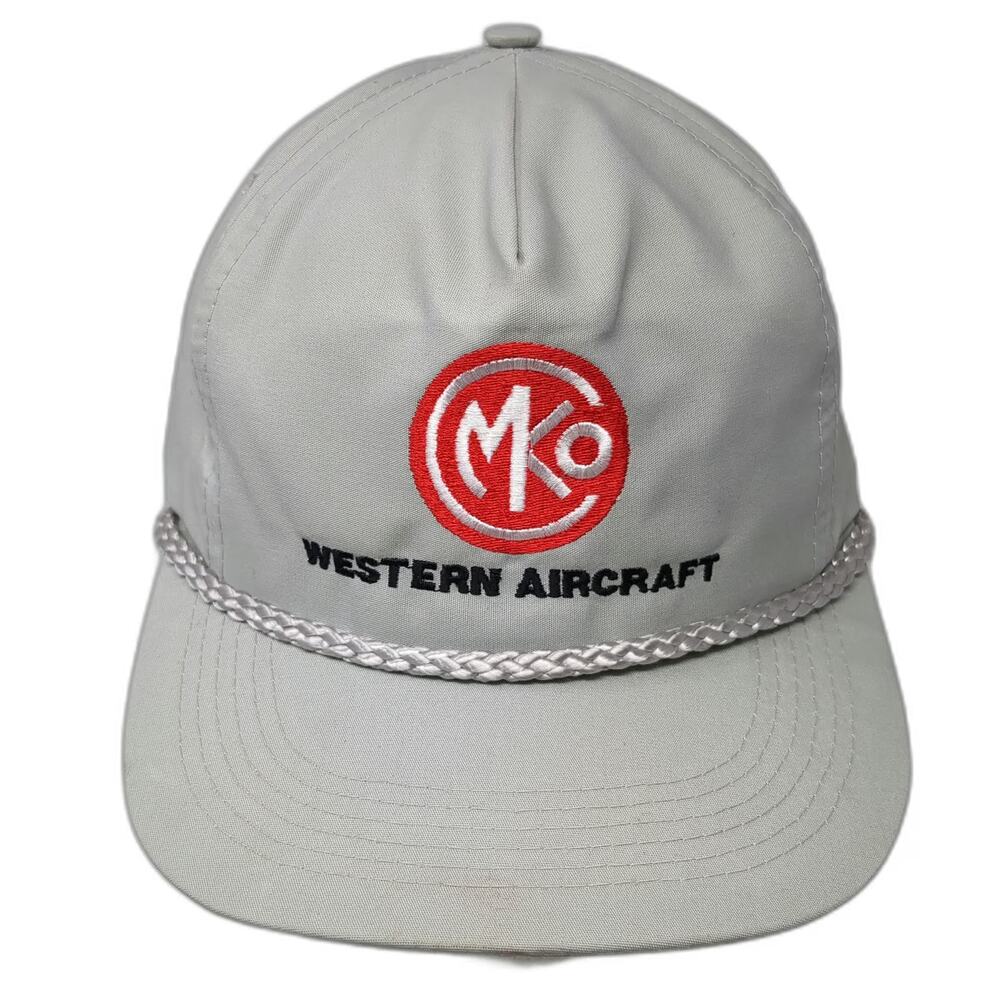 Head To Toe 5 Panel Gray Hat One Size Rope Western Aircraft MKO Logo Slideback